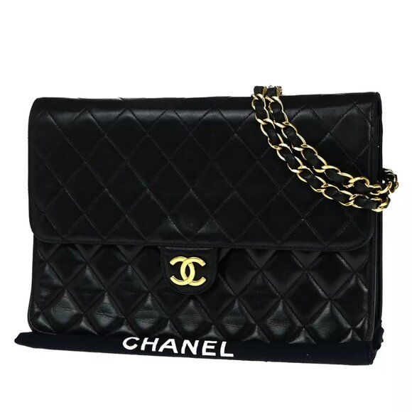 CHANEL CC Matelasse 25 Chain Shoulder Bag Leather Black GHW Vintage 392RJ899 - Picture 1 of 9